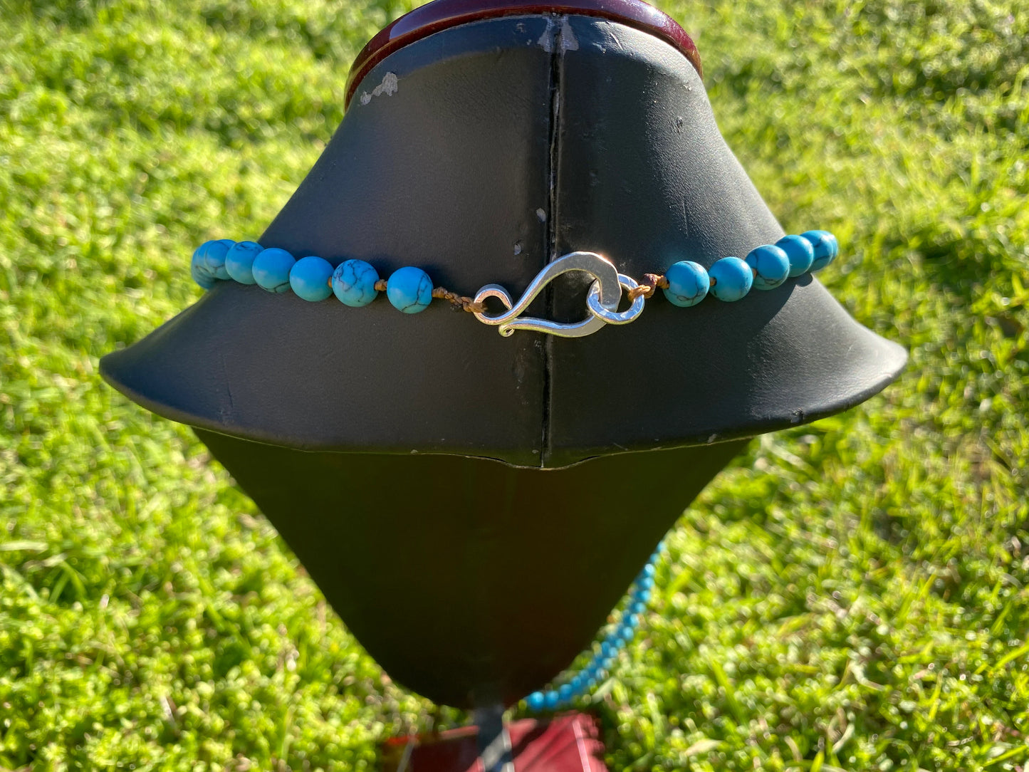 34" or 44" 8 mm Howlite Turquoise  with S-Hook Necklace, Natural Beauty, Bohemian Bliss, Azure Elegance, Southwestern Spirit, Bolo Necklace