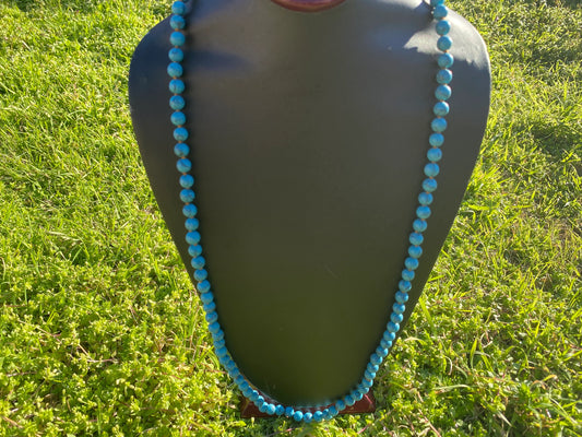 34" or 44" 8 mm Howlite Turquoise  with S-Hook Necklace, Natural Beauty, Bohemian Bliss, Azure Elegance, Southwestern Spirit, Bolo Necklace