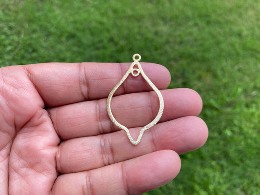 39 X 29mm, Medium Double Loop Marquise Shape Brushed Gold Overlay Over Copper Component for Earrings or Charm Pendant, Light Weight Finding