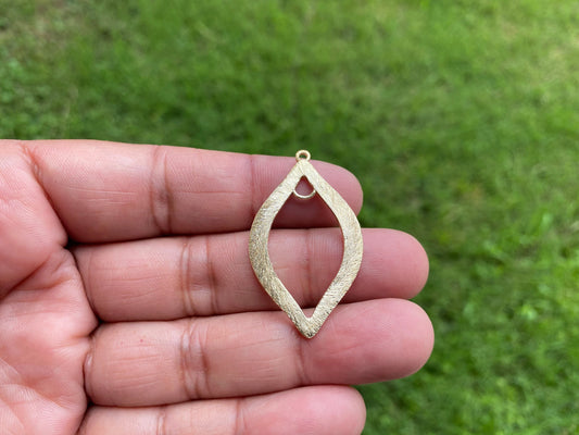 40X24mm, Two Loops Marquise Shape Brushed Gold Overlay Over Copper Component for Earrings or Charm Pendant, Light Weight Finding