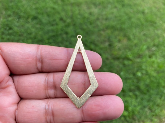 50 X 24 mm Brushed Gold Overlay Over Copper, Diamond Shape Components for Earrings or Pendant Necklace, Jewelry Making Supplies