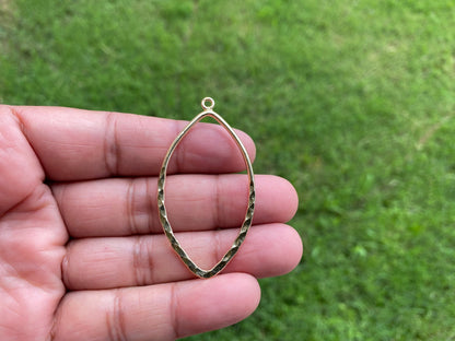 53X29mm Large Ear Hoops Brushed Gold Overlay Over Copper, Marquise Shape, Components for Large Earrings or Charm, Bridesmaids Jewelry
