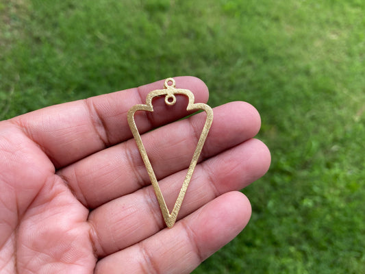 53 X 31mm Size, Long Arrowhead Charm for Earrings, Brushed Gold Overlay Over Copper, Handmade Earring Components, Jewelry Making Findings