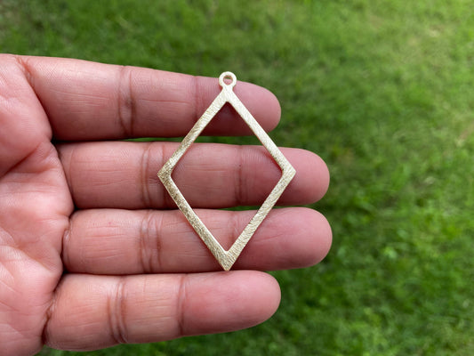 55 X 38mm Large Size Brushed Gold Overlay Over Copper, Open Center Diamond Shaped Components for Earrings or Charm, Bridesmaids Jewelry