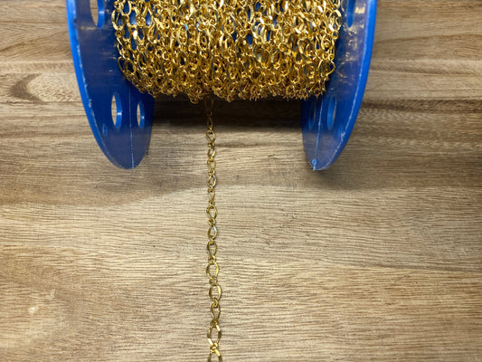 8x5mm Twisted Small Oval Link Chain, 18K Brushed Gold Overlay with Anti Tarnish, Chain By The Foot, Closed Link, Chain for Necklace/Bracelet
