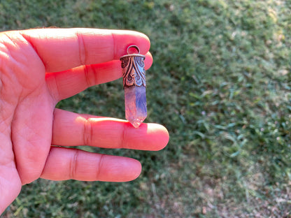 92.5 Sterling Silver Rainbow Fluorite Crystal Point Pendant, Healing Point Crystal, Fluorite Gemstone Point, Natural Fluorite Crystal Point