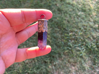 92.5 Sterling Silver Rainbow Fluorite Crystal Point Pendant, Healing Point Crystal, Fluorite Gemstone Point, Natural Fluorite Crystal Point