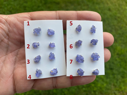 Raw Lapis Lazuli Gemstone Stud Earring, 92.5 Sterling Silver, Raw Natural Energy Stone, Protection Jewelry, Handmade Earring, Birthday Gift