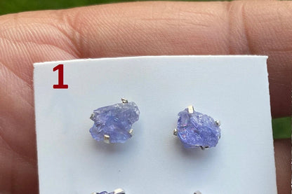 Raw Lapis Lazuli Gemstone Stud Earring, 92.5 Sterling Silver, Raw Natural Energy Stone, Protection Jewelry, Handmade Earring, Birthday Gift