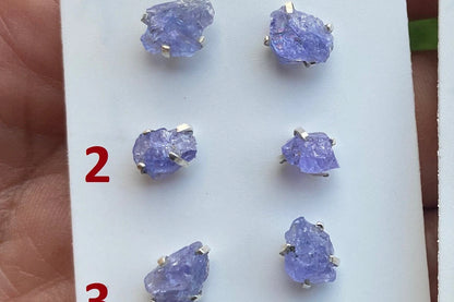 Raw Lapis Lazuli Gemstone Stud Earring, 92.5 Sterling Silver, Raw Natural Energy Stone, Protection Jewelry, Handmade Earring, Birthday Gift