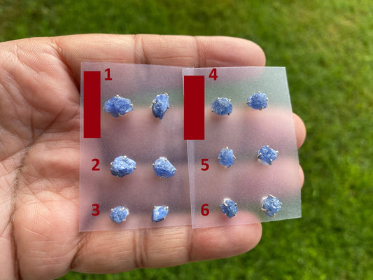 Raw Lapis Lazuli Gemstone Stud Earring, 92.5 Sterling Silver, Raw Natural Stone, Energy, Protection Jewelry, Handmade Earring, Birthday Gift