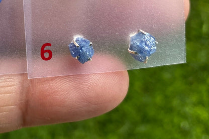 Raw Lapis Lazuli Gemstone Stud Earring, 92.5 Sterling Silver, Raw Natural Stone, Energy, Protection Jewelry, Handmade Earring, Birthday Gift