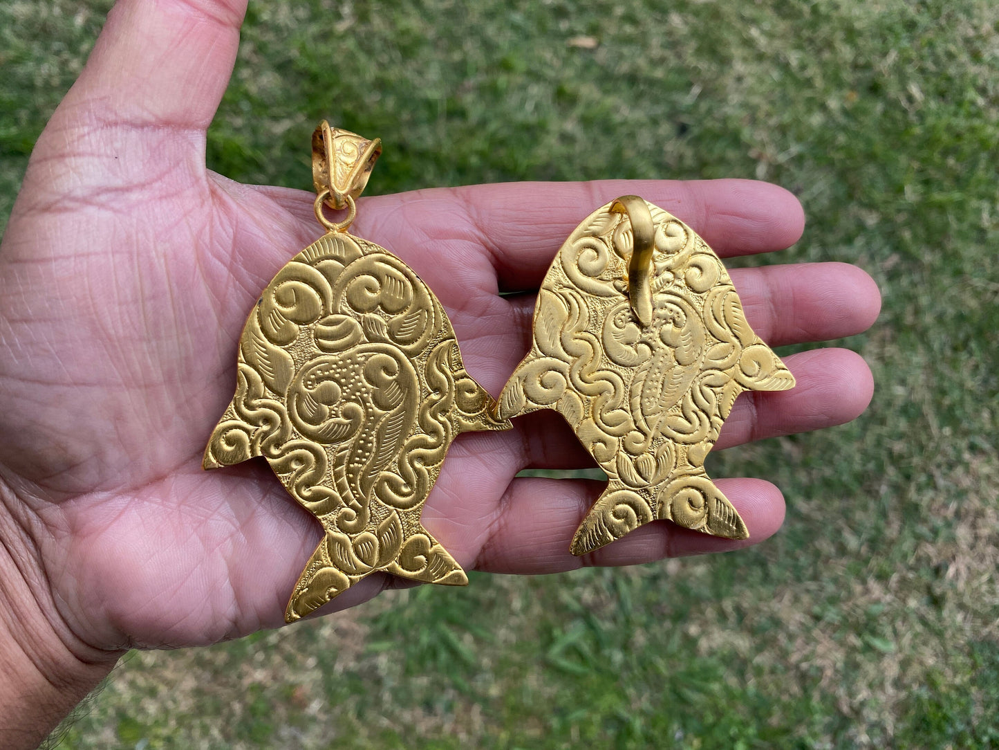 Abalone Fish Pendant, Non Tarnish Gold Overlay Jewelry, Abalone Sea Creature Jewelry, Underwater Fantasy Pendant, Iridescent Necklace