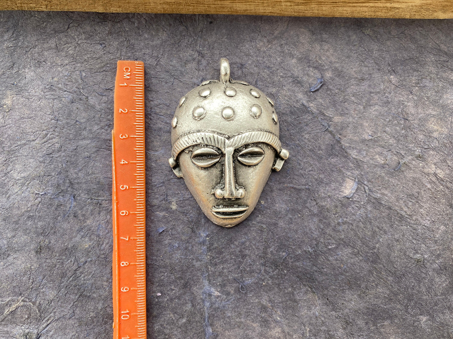 Adjustable 32" Long 5 mm Rollo Chain Necklace with Antique Silver Tone African Tribal Mask Pendant, Ethnic Jewelry, African Jewelry