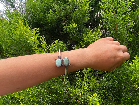 Adjustable Amazonite Bangle | Oxidize Silver Overlay Jewelry, Antique Silver Finish Cuff Bracelet, Adjustable Cuff Bracelet, Unique Jewelry
