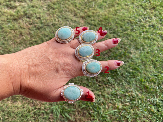 Adjustable Amazonite Two Tone Ring, Gold and Silver Overlay, Natural Stone Handmade Ring, Women Jewelry, Bohemian Jewelry, Energy Stone Ring
