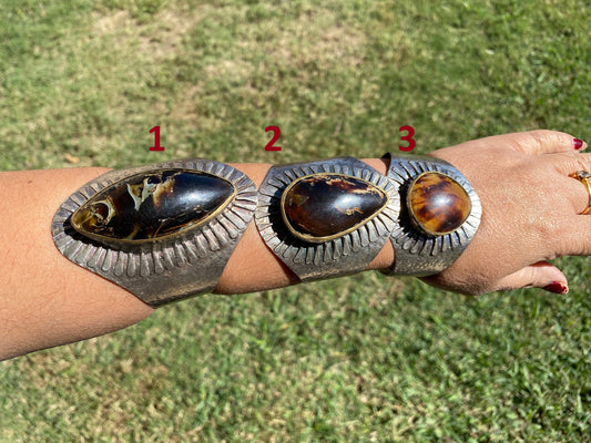 Adjustable Large Amber Antique Silver Looks Wide Band Cuff, Hammered Cuff, Oxidize Silver Overlay Jewelry, Exquisite Cuff, Statement Jewelry