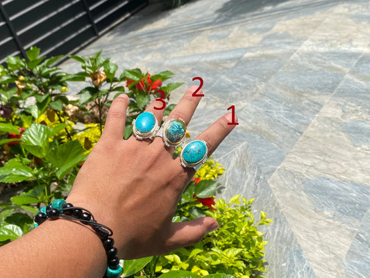 Adjustable Natural Turquoise ring, Handmade Ring, Two Tone Ring, Silver Overlay Ring, Gold Overlay Ring.