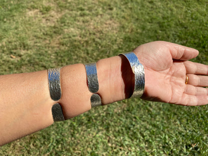 Adjustable Sodalite Natural Stone Wide Band Cuff,  Brushed Gold with Silver Overlay, Hammered Bracelet, Wide Cuff, Handcrafted Jewelry