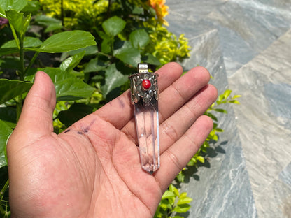 Aesthetic Handmade Pendant: Big Pointed Tibetan Silver Design, Handmade pendant, Aesthetic Pendant, Gift ideas, Natural Gemstone.