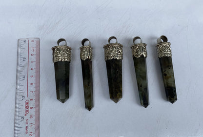 Aesthetic Labradorite Pendant: Big, Bold, and Perfect for Everyday Wear, Durable and Easy to wear, Hammered Tibetan Silver floral details.