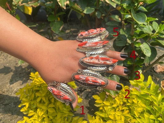 Aesthetic orange oyster ring, Tibetan silver ring made with love, Gift ideas, Handmade Ring.