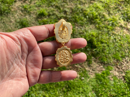 Amazonite Natural Stone Gold Pendant, Non Tarnish Brushed Gold Overlay, Jewelry for Women, Ethnic Jewelry, Spiritual Protection Inner Peace