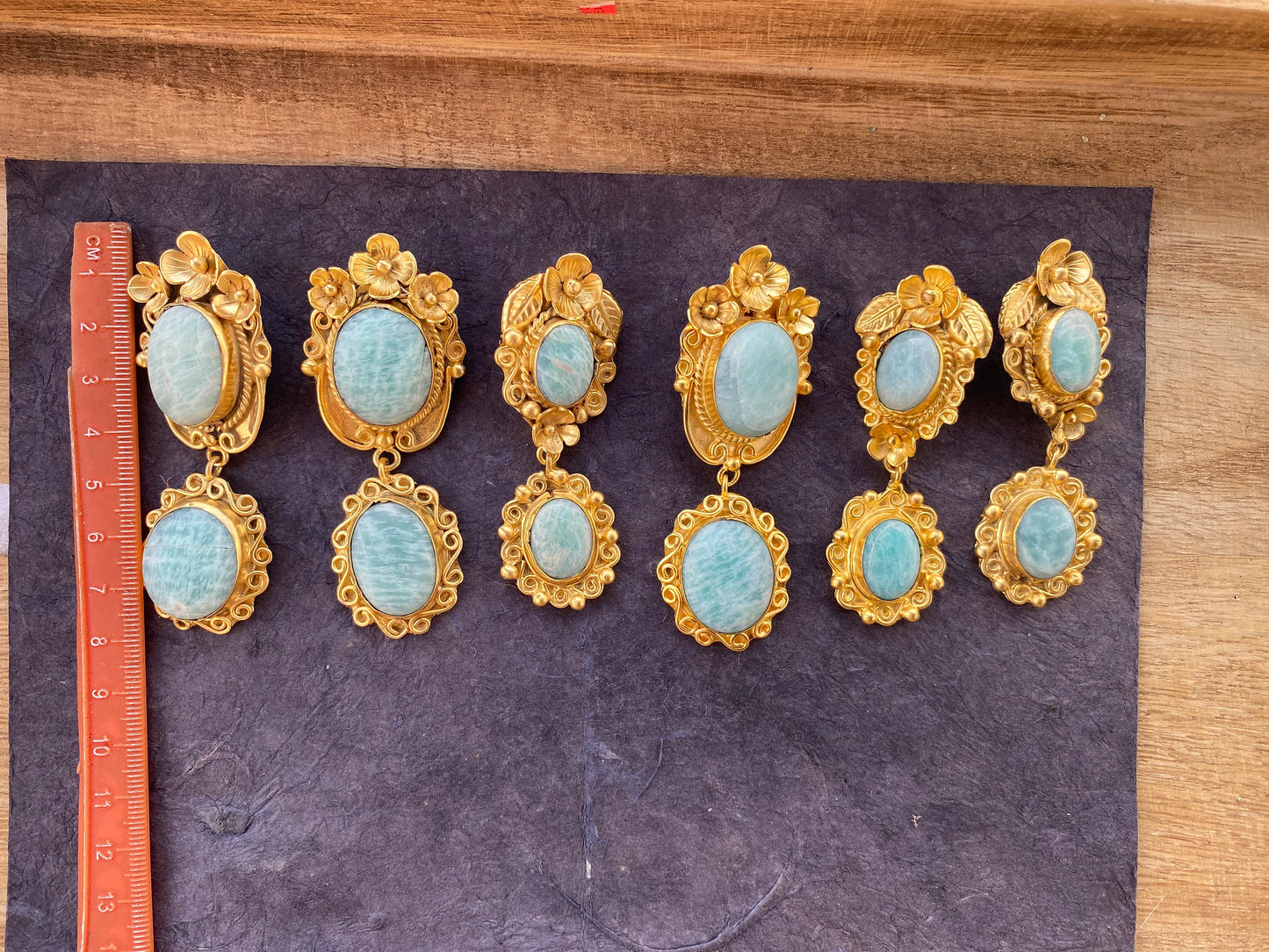 Amazonite Natural Stone Gold Pendant, Non Tarnish Brushed Gold Overlay, Jewelry for Women, Ethnic Jewelry, Spiritual Protection Inner Peace