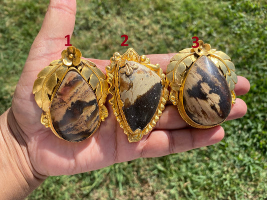Amber Gemstone Pendant, Non tarnish Brushed Gold Overlay Jewelry, Fossilized Resin, Ancient Treasure, Organic Jewelry, Vintage Allure