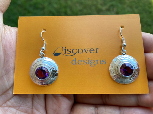 Amethyst Gemstone Silver Overlay Earring, Birthstone, Birthday Gift for Girlfriend, Dangle Earring, Gemstone Earrings, Bridesmaid Earring