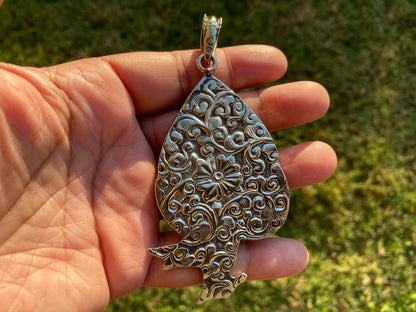 Amethyst Peacock Design Pendant, Tibetan Silver with White Topaz Gemstone, Hand Carved Bird Pendant, Traditional Women Jewelry from Nepal