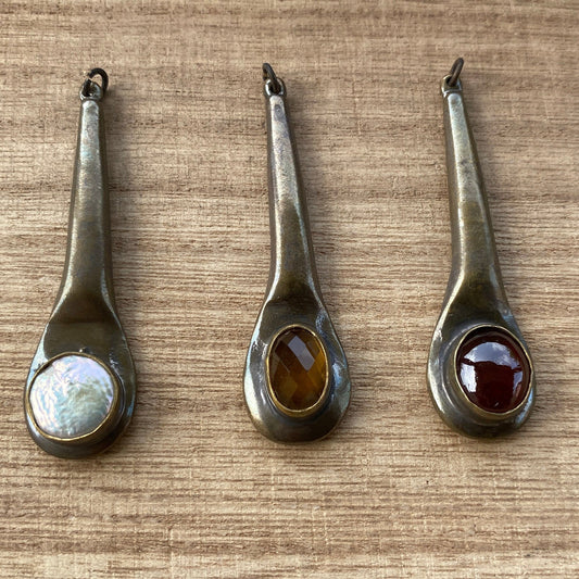 Antique Brass Long Pendant, Fresh Water Pearl Pendant,Citrine Gemstone, Garnet Long Pendant,Latest Design for Earring, Handmade Boho Jewelry