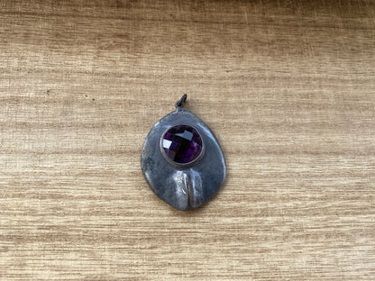 Antique Brass Small Pendant, Fresh Water Pearl, Faceted Amethyst or Smoky Topaz Gemstone Pendant, Tribal Jewelry, Handmade in Nepal,Necklace