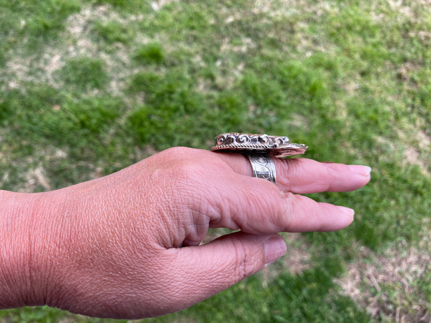 Big Adjustable Bone Carved Hamsa Tibetan Silver Ring, Statement Ring,  Hand of Fatima, Protection Hand, Good Luck Jewelry, Hand of God Ring