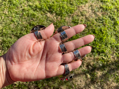Big Adjustable Bone Carved Tibetan Silver Ring, Om Ring, Dog Face, Cross, Middle Finger, Marijuana Leaf Ring, Punk Biker Rings, Punk Jewelry