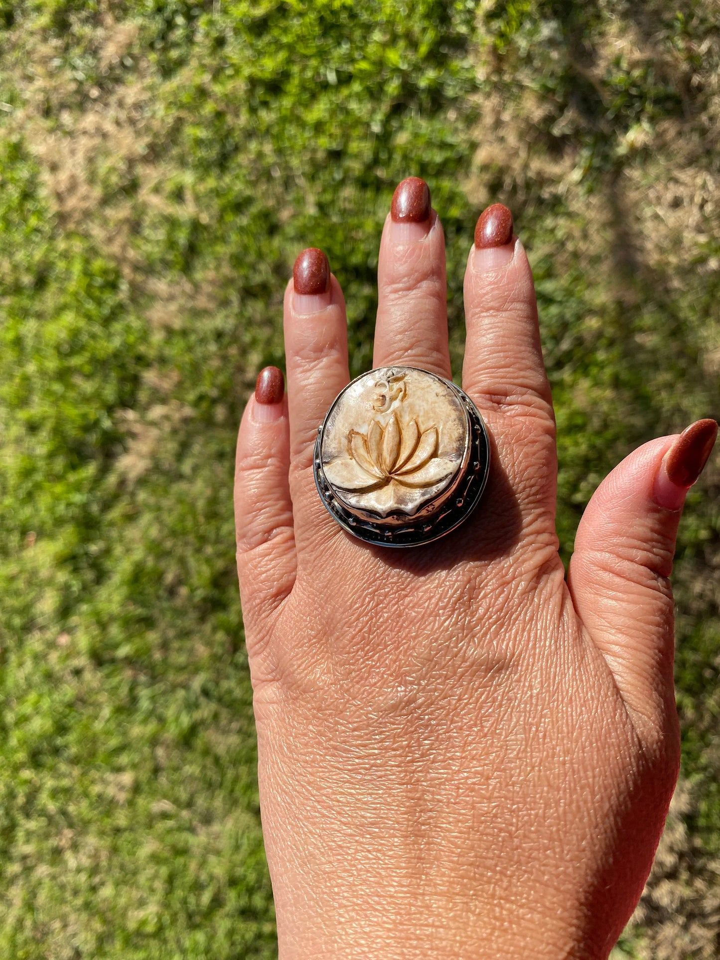 Big Adjustable Bone Carved Tibetan Silver Ring, Om Ring, Dog Face, Cross, Middle Finger, Marijuana Leaf Ring, Punk Biker Rings, Punk Jewelry