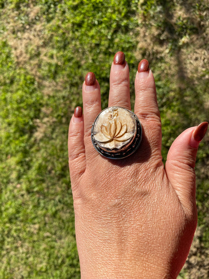 Big Adjustable Bone Carved Tibetan Silver Ring, Om Ring, Dog Face, Cross, Middle Finger, Marijuana Leaf Ring, Punk Biker Rings, Punk Jewelry