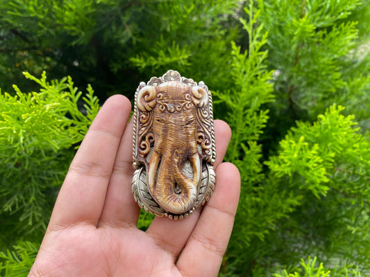 Big Adjustable Buffalo Bone Carved Elephant Tibetan Silver Ring | Symbol of Strength and Wisdom, Bohemian Ring, Unisex Jewelry Gift