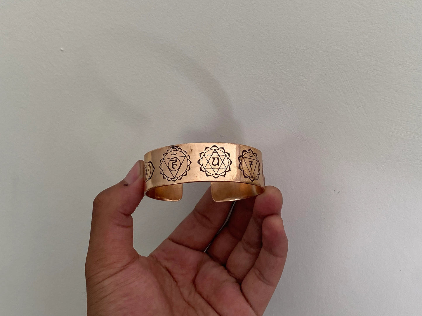 Big Adjustable Flat Copper Bracelet,  7 chakra Bracelet, Healing Bracelet, Bracelet for Daily wear, Meditation Bracelet, Unique Bracelet.