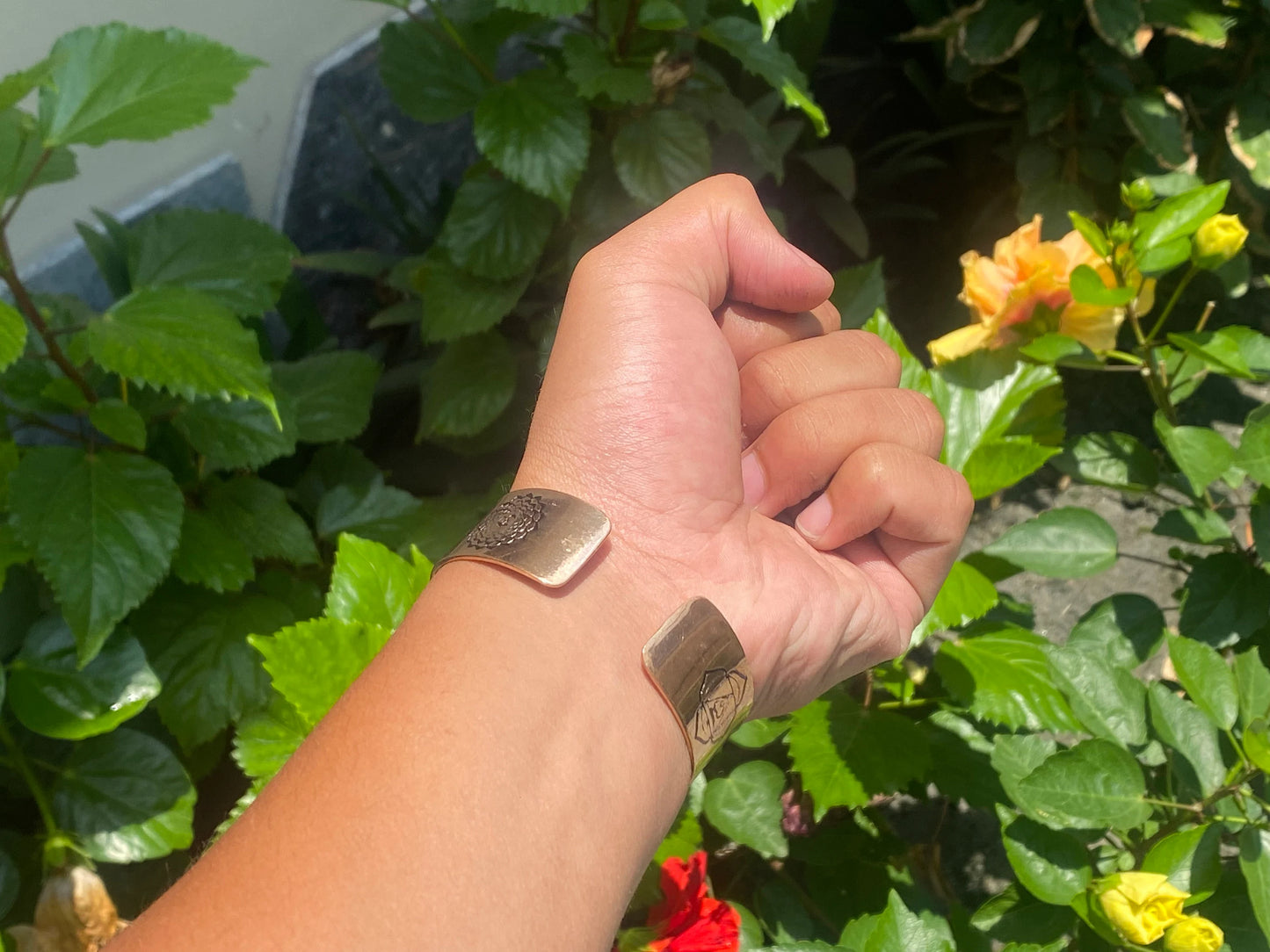 Big Adjustable Flat Copper Bracelet,  7 chakra Bracelet, Healing Bracelet, Bracelet for Daily wear, Meditation Bracelet, Unique Bracelet.
