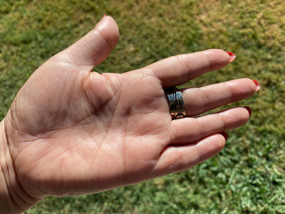 Big Adjustable Natural Labradorite Gemstone Tibetan Silver Ring, Statement Ring, Labradorite Boho Ring,