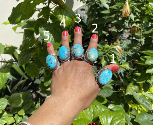 Big Adjustable Natural Turquoise Ring with Butterfly Design in Silver Overlay Brass | Unique Statement Ring, Bohemian Fashion Jewelry