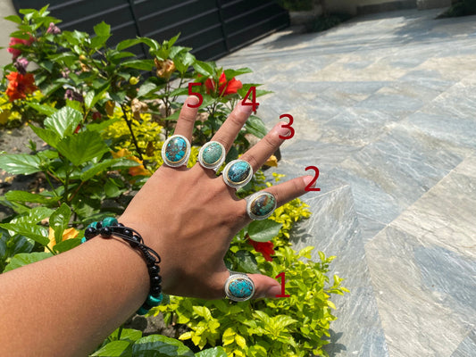 Big Adjustable Ring with Turquoise adornment, Handmade ring, Unisex ring, Birthstone Ring.
