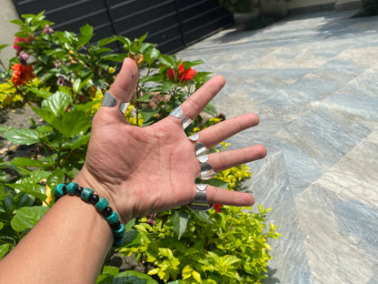 Big Adjustable Ring with Turquoise adornment, Handmade ring, Unisex ring, Birthstone Ring.