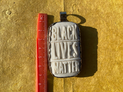 Black Lives Matter Hand carved Buffalo Bone Tibetan Silver Pendant, for Men / Women, Support for Black People, Black Power Jewelry, BLM Fist