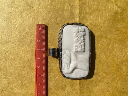 Black Lives Matter Hand carved Buffalo Bone Tibetan Silver Pendant, for Men / Women, Support for Black People, Black Power Jewelry, BLM Fist