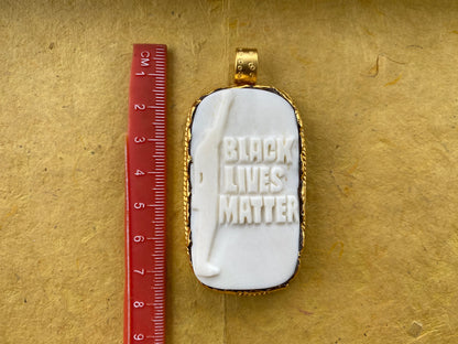 Black Lives Matter Pendant, High Quality 18K Matte Gold Overlay Non Tarnish, Buffalo Bone, Support for Black People, Black Power, BLM Fist