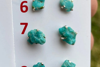 Tiny Rough Natural Turquoise Stud  Earrings, Sterling Silver, Blue Stone Earring, Turquoise Jewelry, Prong Stud Earring, December Birthstone