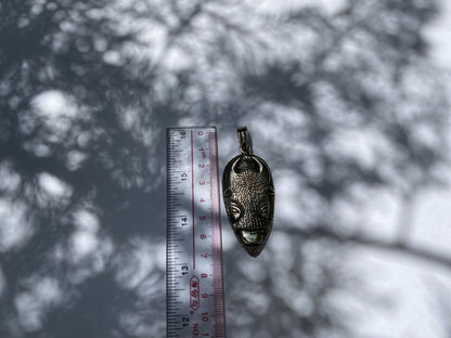 Bull's Strength: Handcrafted Carved Pendant, Tibetan Silver Pendant.