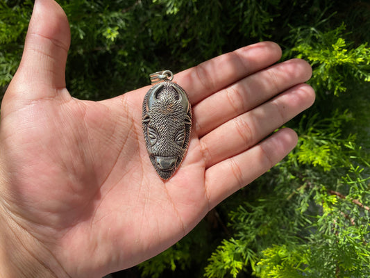 Bull's Strength: Handcrafted Carved Pendant, Tibetan Silver Pendant.